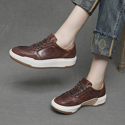 Women's Horse Sports Versatile Handmade White Soft Women's Board Shoes