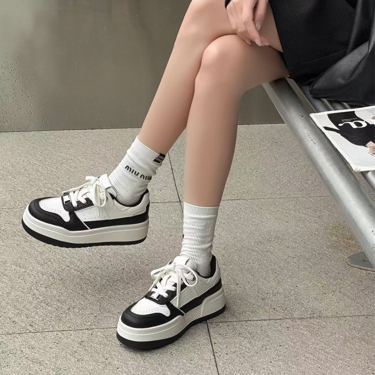 Women's Red Rhyme Distressed Genuine Thick Sole Height Increasing Sports Women's Casual Shoes
