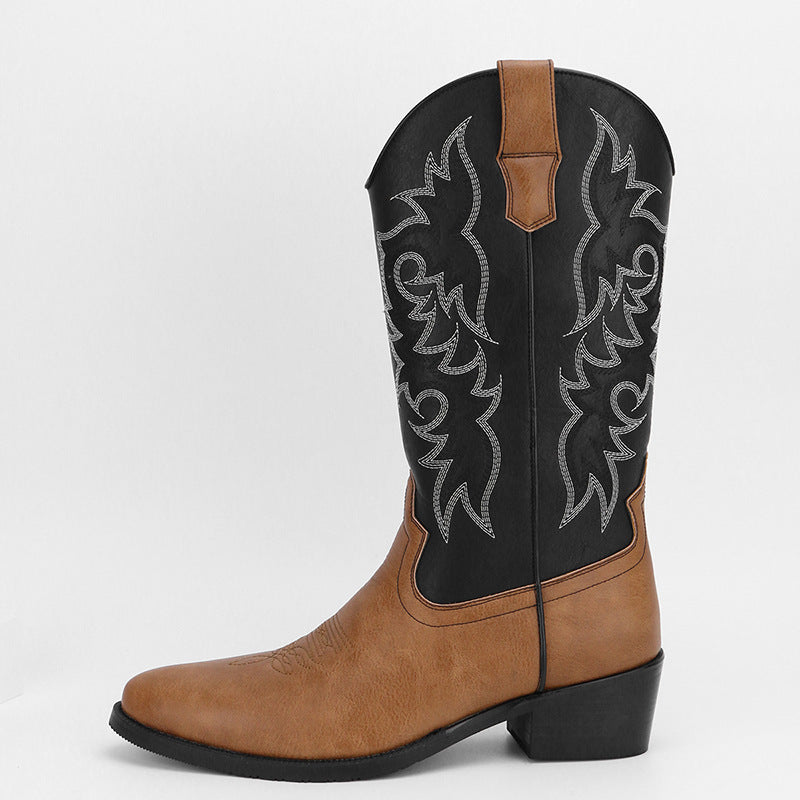 Men's Embroidery Retro High Pointed Western Cowboy Boots