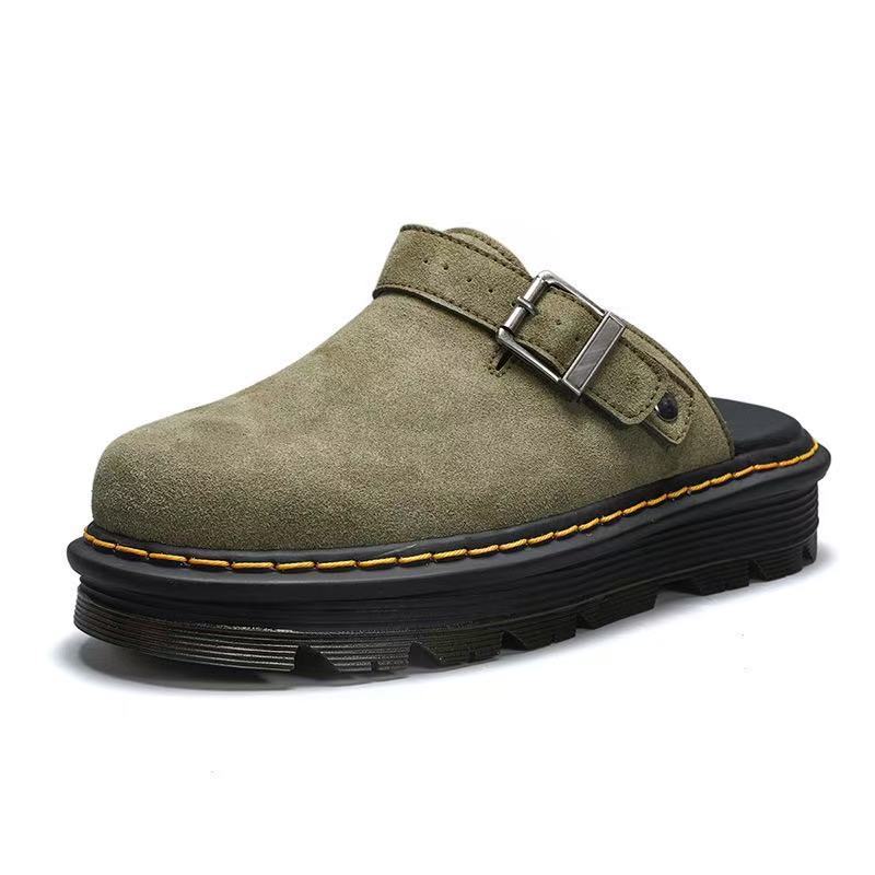 Women's & Men's Martin Half Slip-on Suede Toe Cap Mules Fashion Thick-soles Slippers