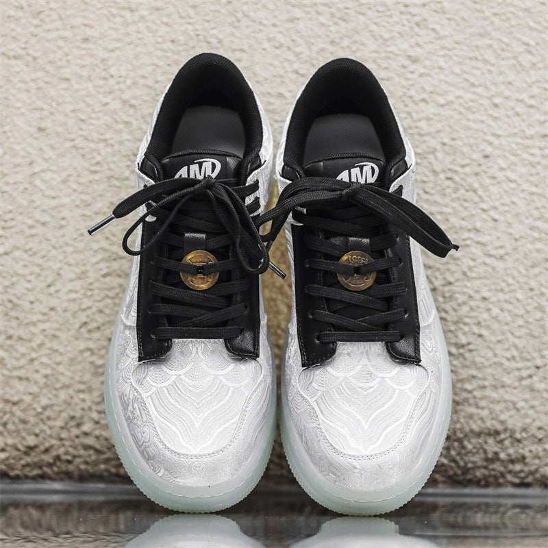 Men's Summer Style White Silk Skate Couple Sneakers