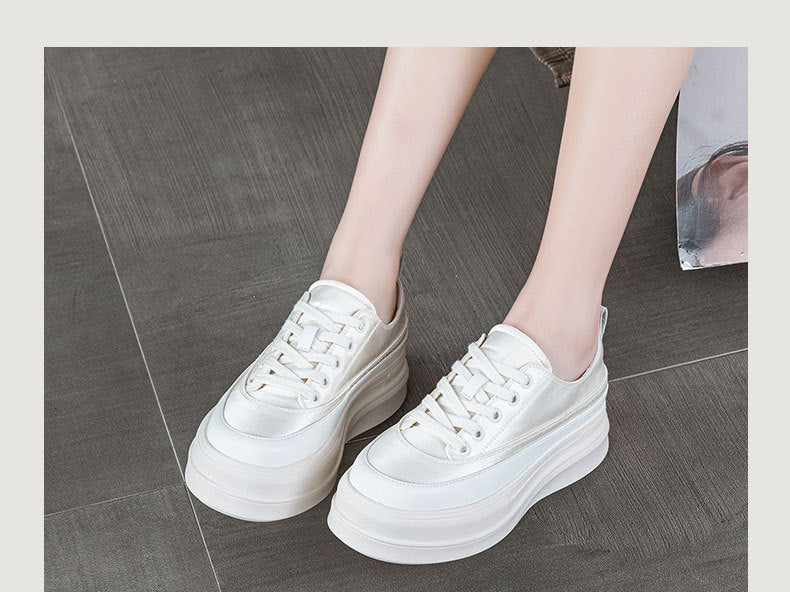Women's Fashion Comfortable Platform Height Increasing Satin Women's Casual Shoes