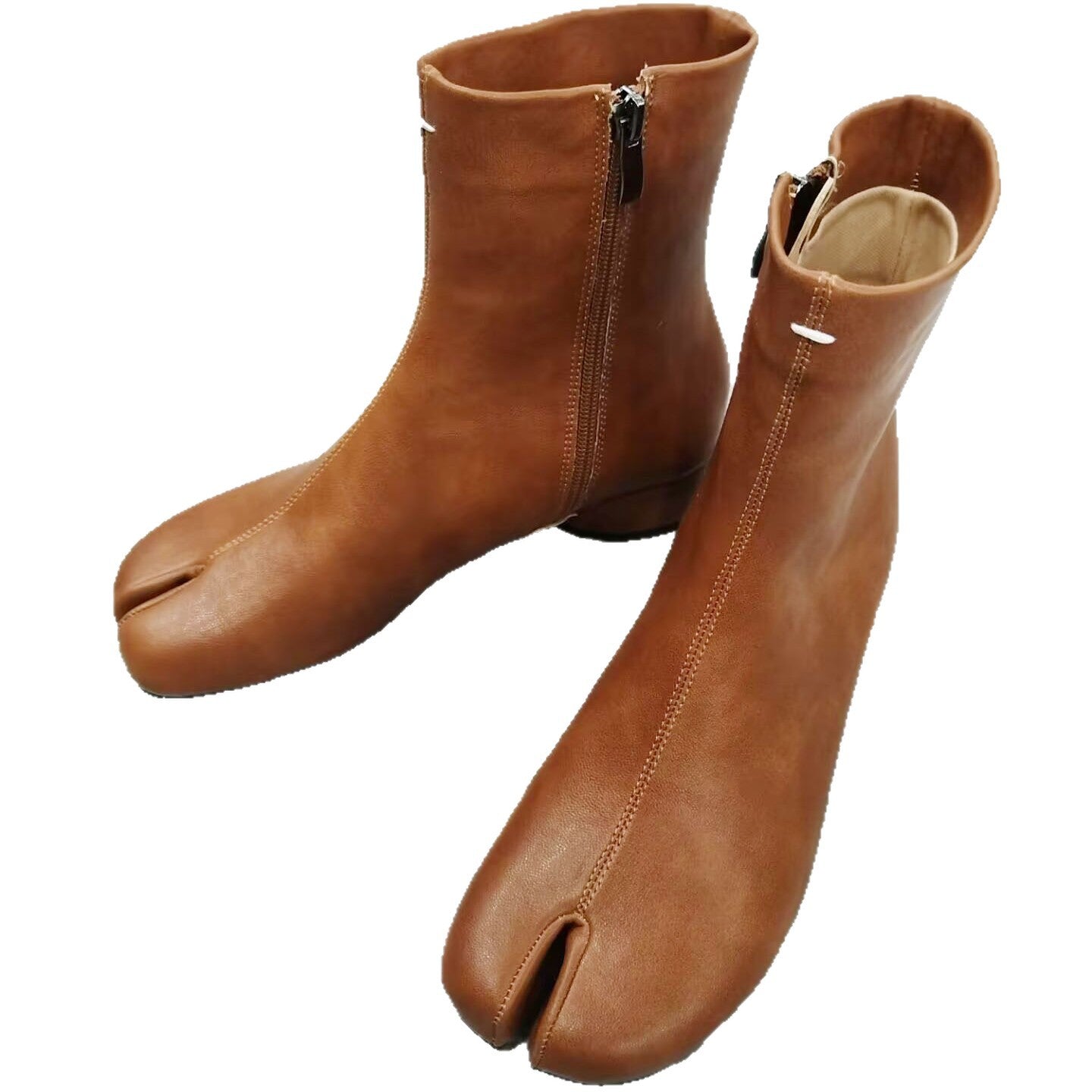 Women's Toe Trotter Niche Slimming Chunky Retro Side Zipper Chelsea Heels