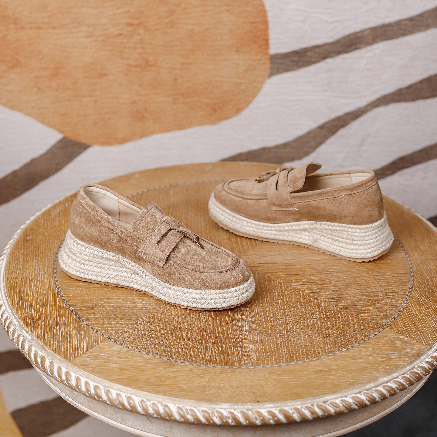 Increasing Insole Straw Fisherman Muffin Woven Flax Thick Bottom Slip-on Women's Casual Shoes