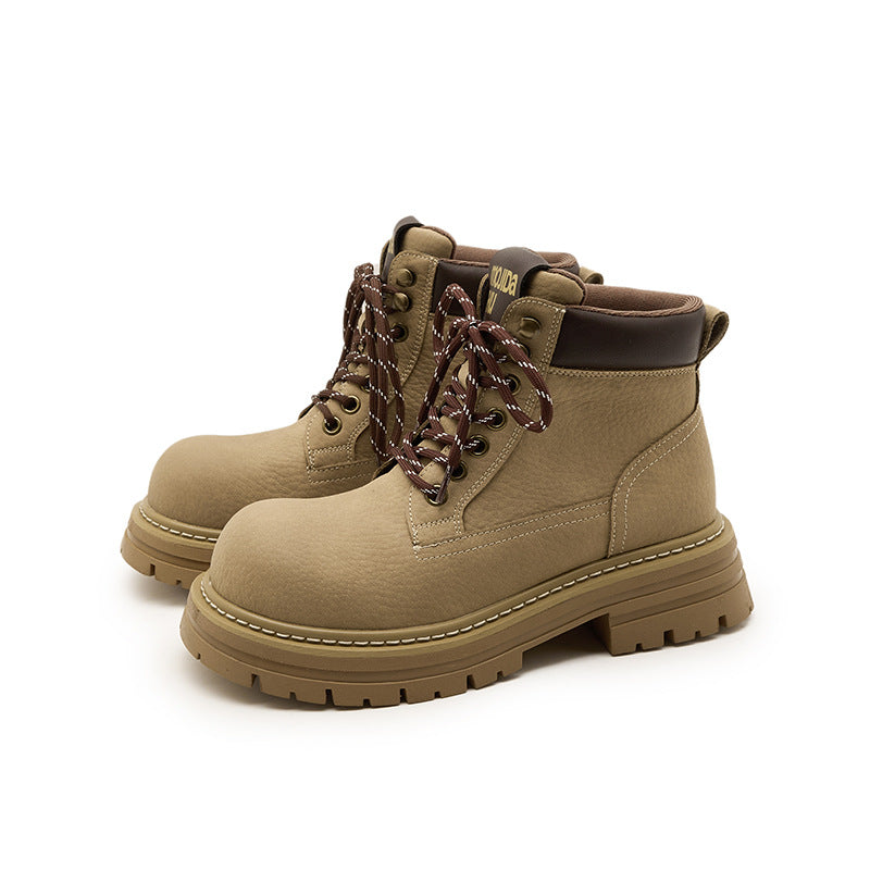 Women's Retro Big Head Platform Martin Outdoor Autumn Women's Leather Boots