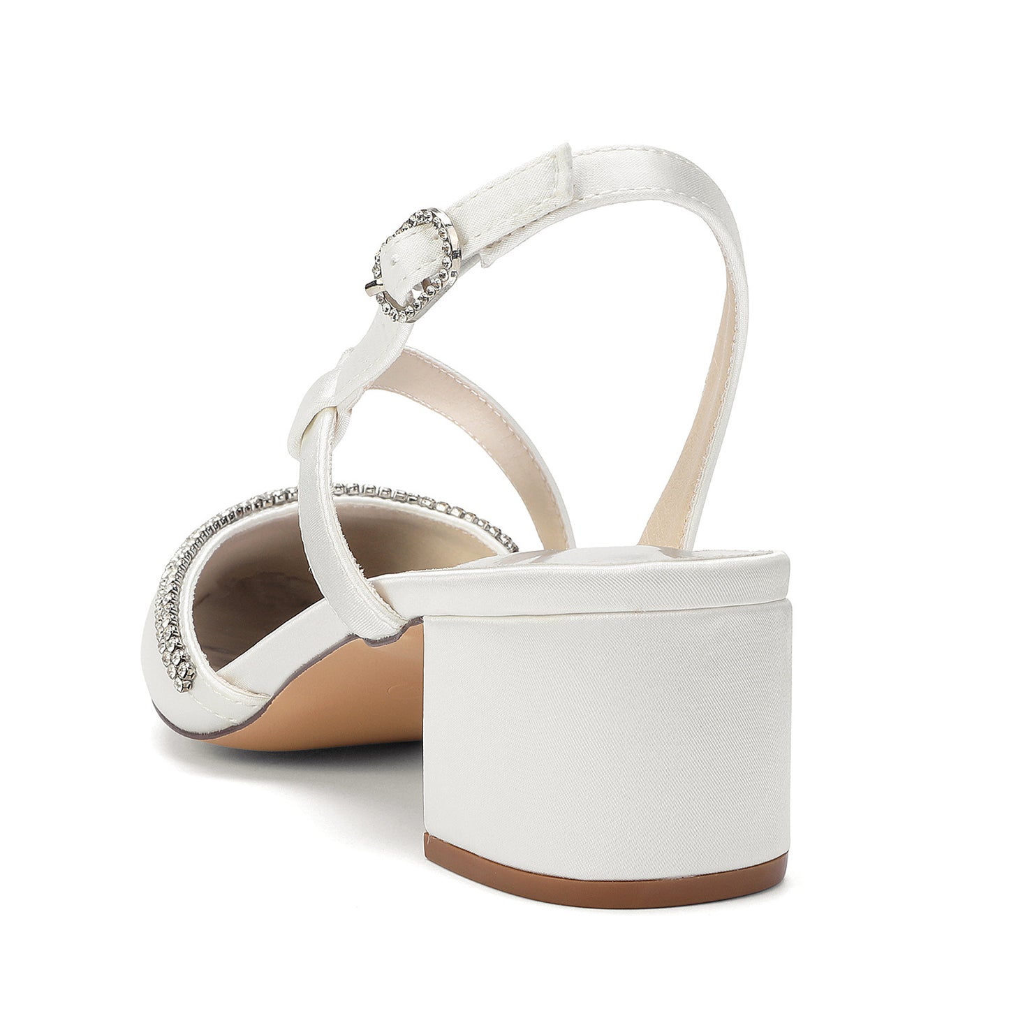 Mid Pointed Toe Drill Chain Back Belt Wedding Bridal Bridesmaid Women's Fashion Shoes