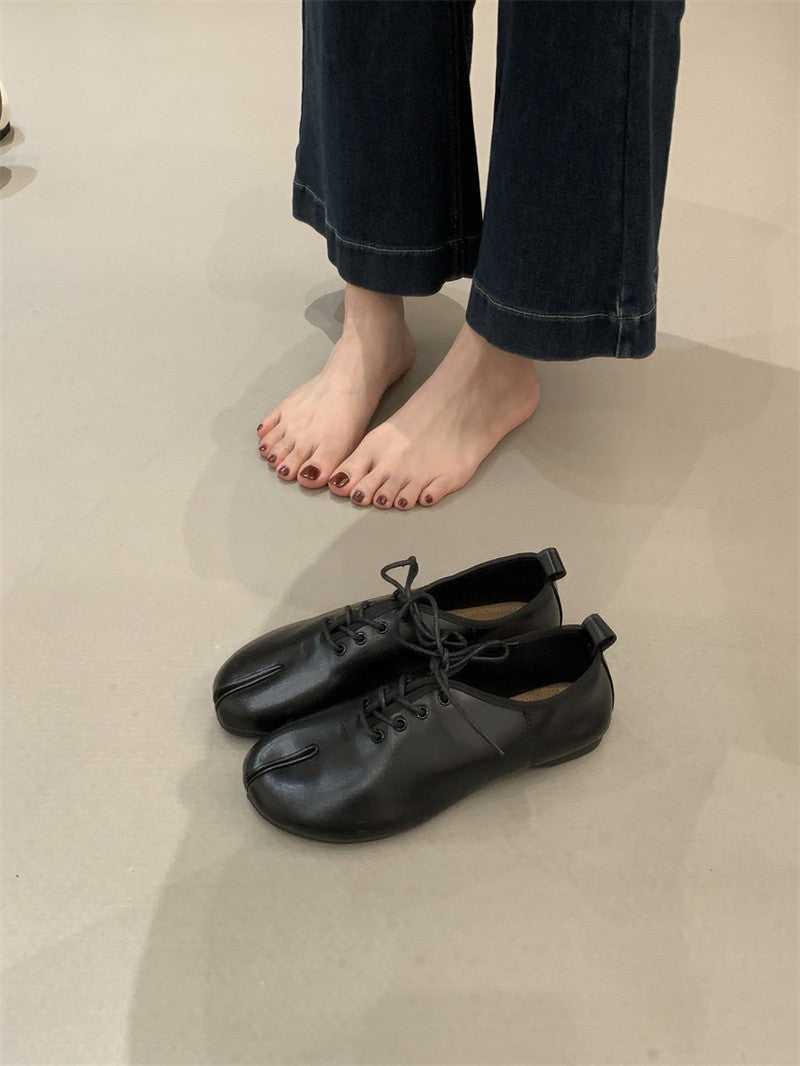 Women's Round Toe Trotter Split Flats Spring Minimalist Women's Fashion Shoes