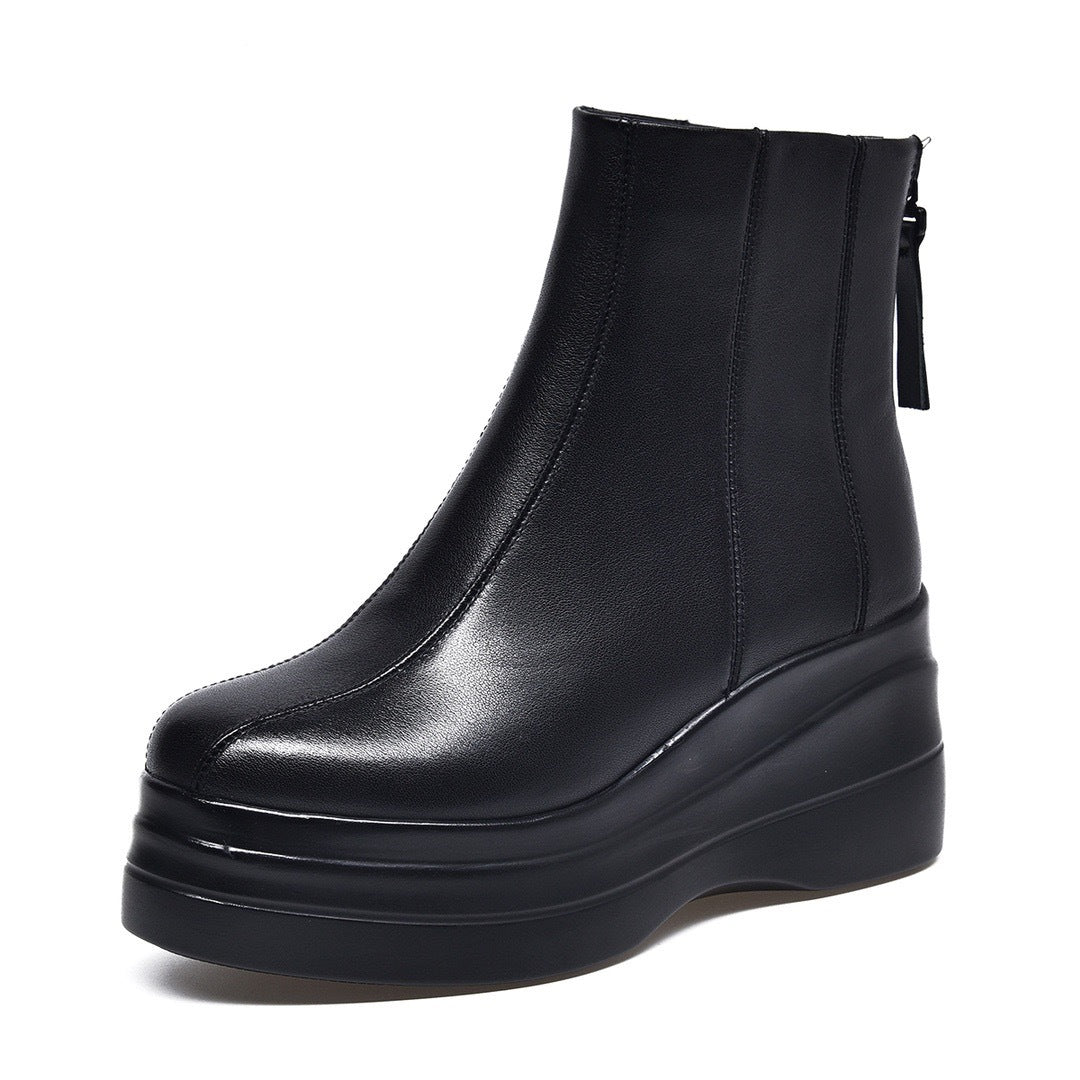 Women's Platform Ankle Wedge Small Versatile Martin Fleece Boots