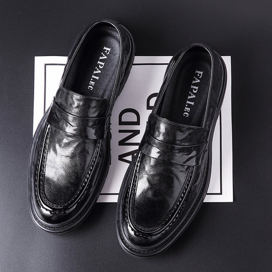 Men's Business Spring Slip-on Black Commuter Leather Shoes