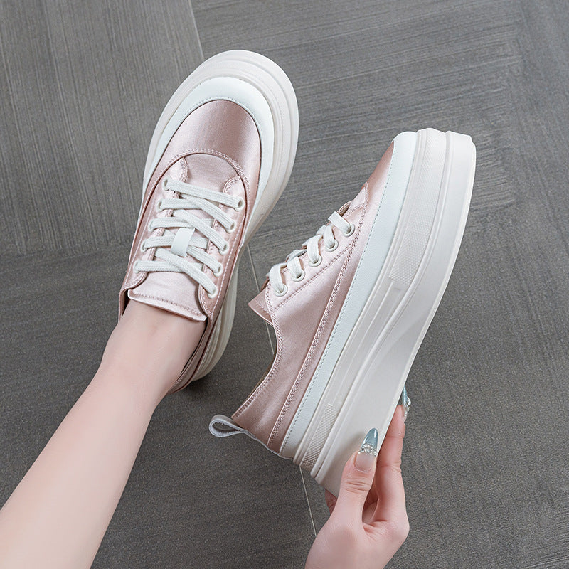 Women's Satin Skate Spring Platform Niche Breathable Sports Women's Board Shoes
