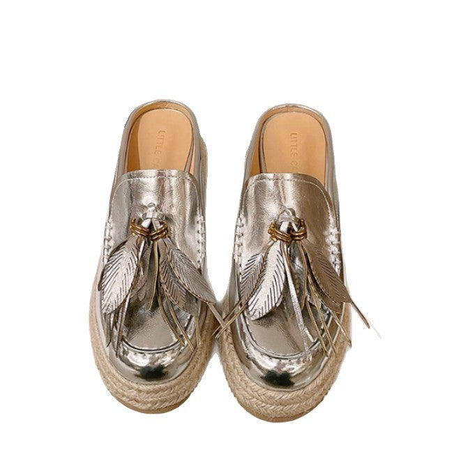 Women's Platform Sier Closed Toe For Summer Outdoor Thick-soles Slippers