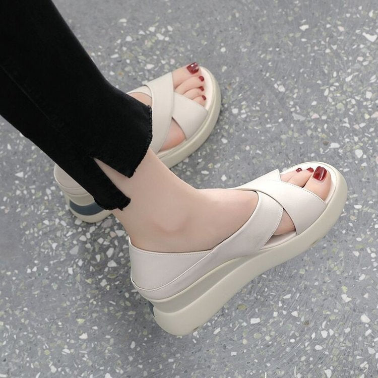 Women's Summer Platform Covered Open Toe Korean Style Fashion High Sandals