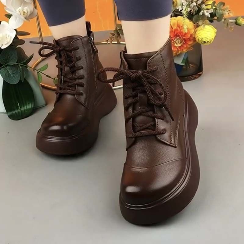 Women's Platform Martin Fleece-lined Warm Mother's Cotton Soft Women's Leather Boots