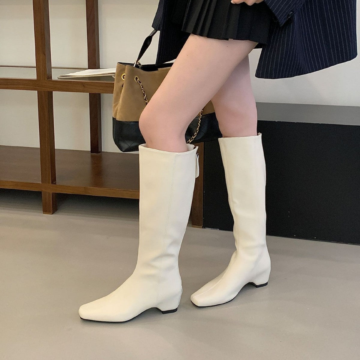 Women's Height Increasing Insole Korean Style Shorty Long Vintage Boots