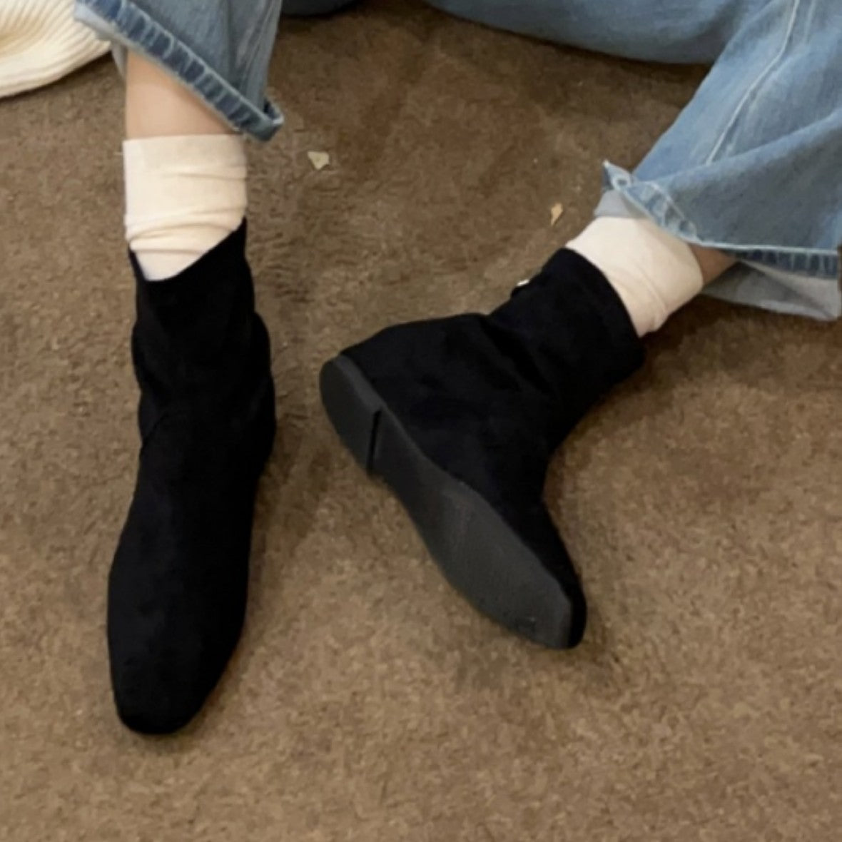Women's Height Increasing Insole Suede Skinny Retro French Western Style Women's Shoes
