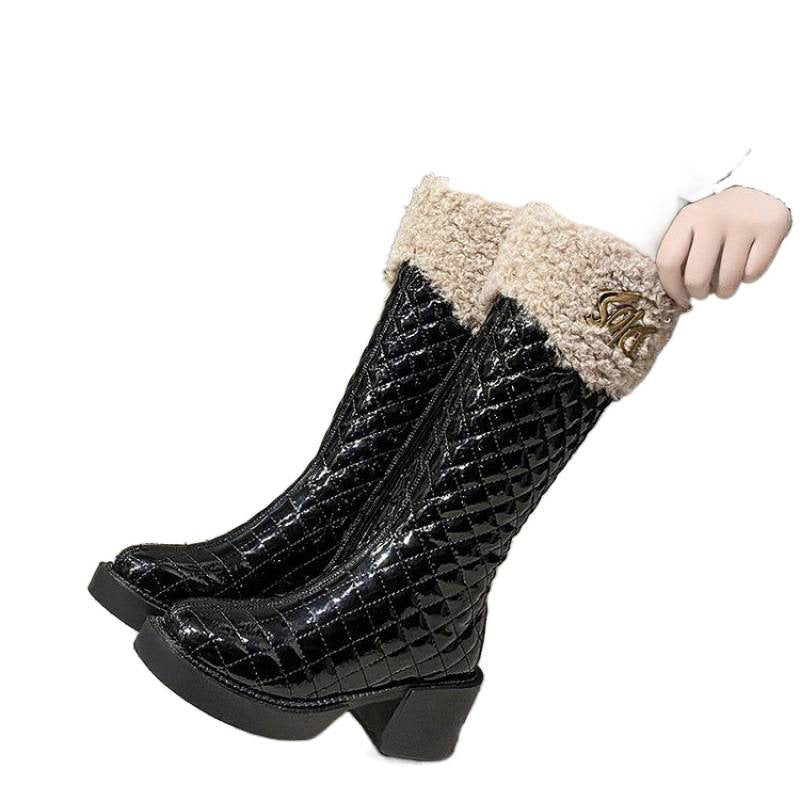 High Female Fleece-lined Thickened Cotton Slimming Women's Snow Boots