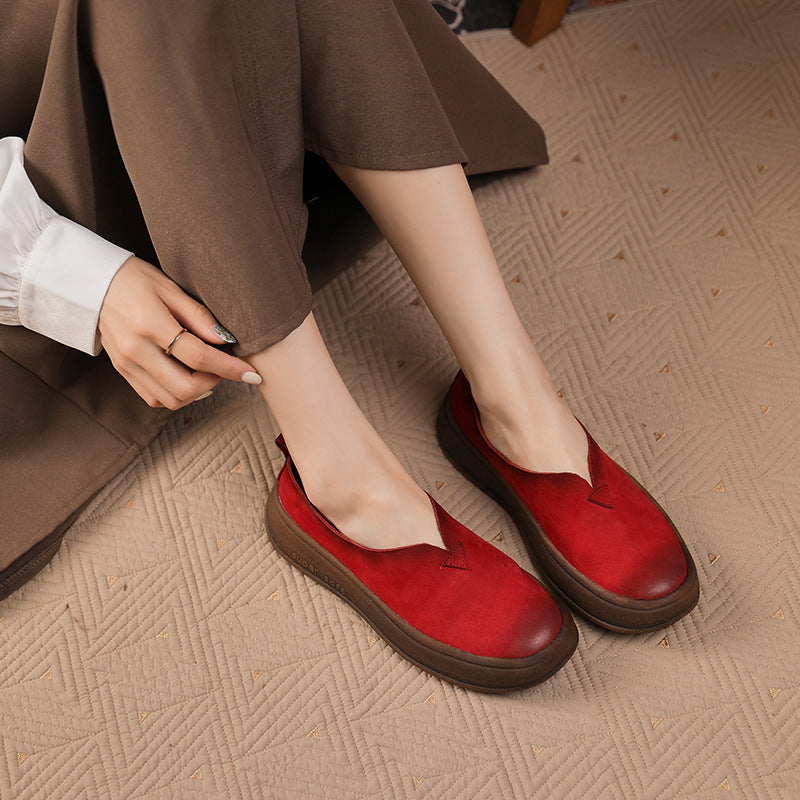 Women's Autumn Round Head Pumps Genuine Platform Casual Shoes