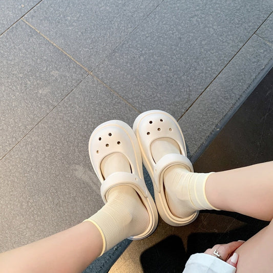Women's Cloud Platform Height Increasing Mary Jane Slippers