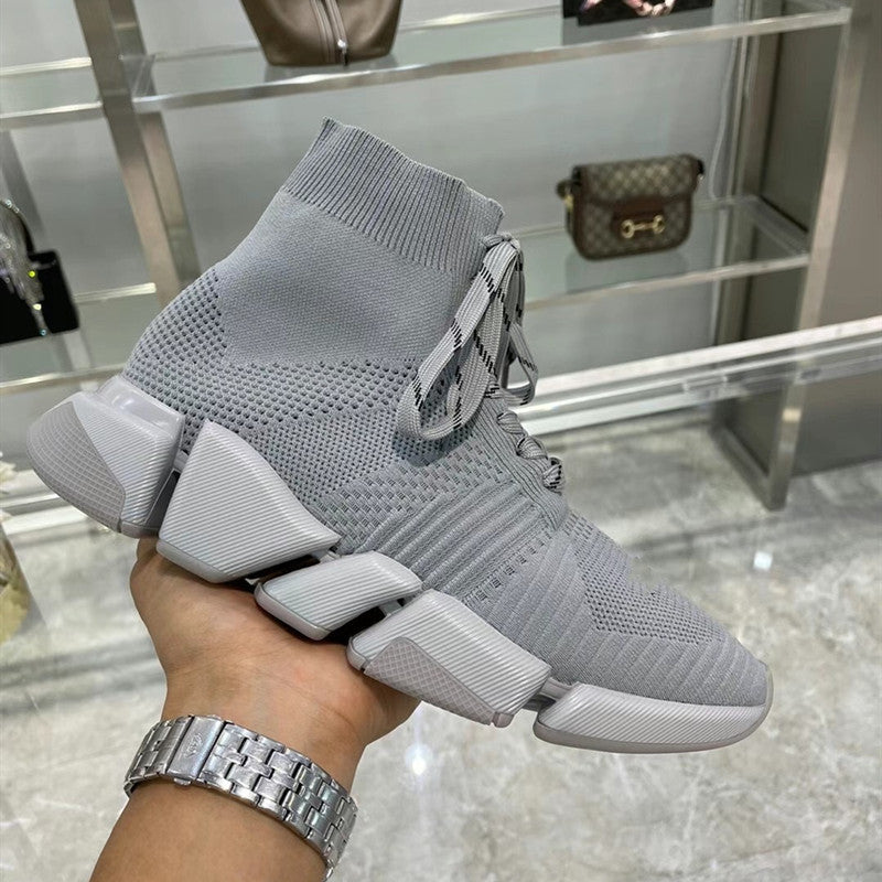 Women's Winter Paris Sock Flat Knitted Letter Sneakers