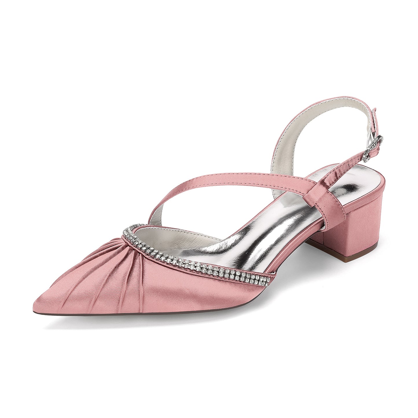 Mid Pointed Toe Drill Chain Back Belt Wedding Bridal Bridesmaid Women's Fashion Shoes