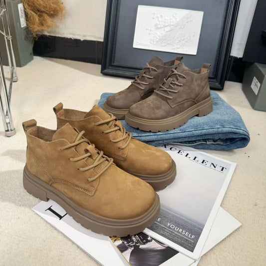 Men's First Layer Cowhide Handmade Autumn Breathable British Style Lace Up Men's Casual Shoes