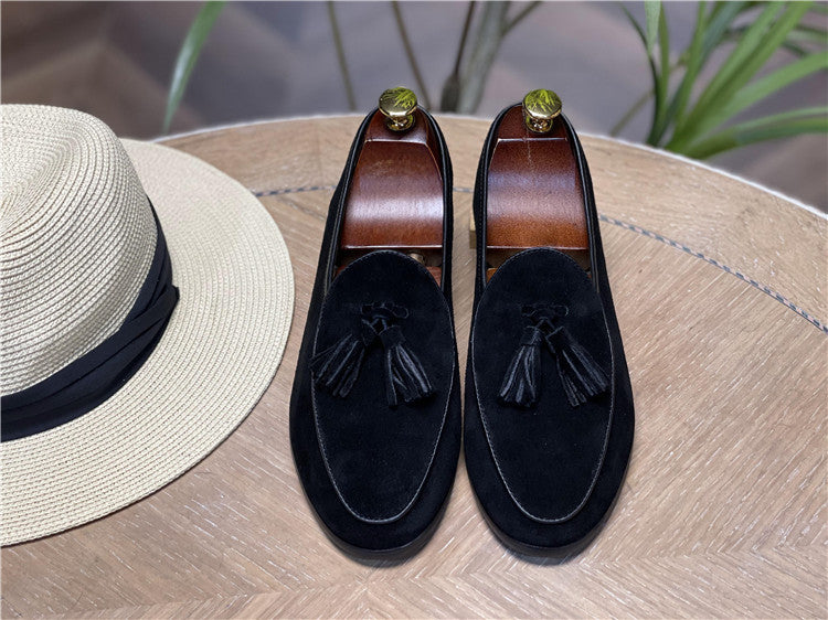 Men's Fashion Retro British Beanie Tassel Slip Men's Casual Shoes
