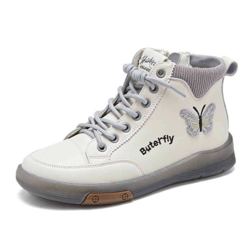 Women's Large Size Martin Short Butterfly White Women's Shoes