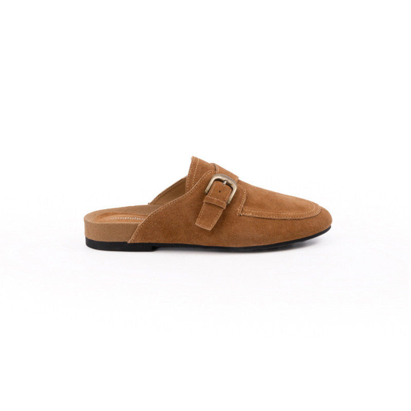 Women's Mom Color Round Toe Buckle Slip-on Leisure Commute Muller Half Slippers