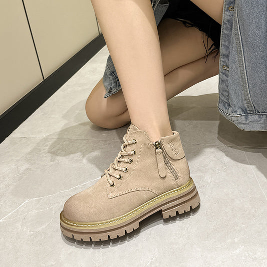 Women's Split Worker Double Zip Platform Hight Boots