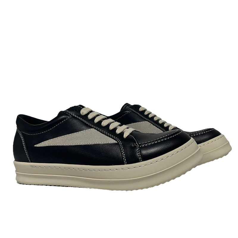 Men's Fashionable Napa Calfskin Black Gray Platform Men's Shoes