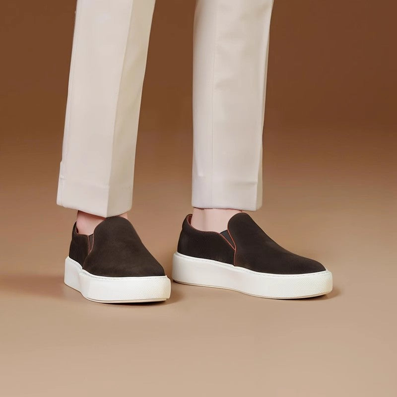 Men's Suede Cowhide Raise The Bottom Trendy One Men's Board Shoes