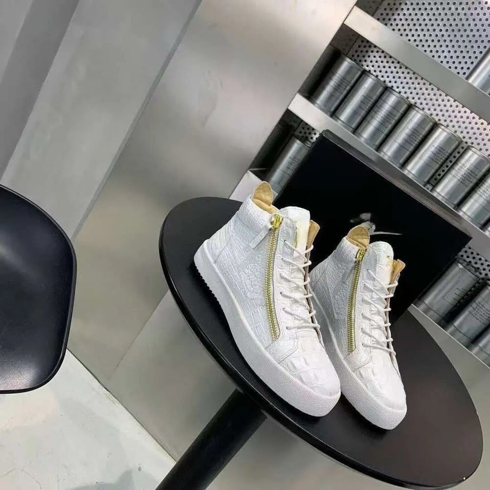Board High Version Trendy Double Zipper Design Genuine Sneakers