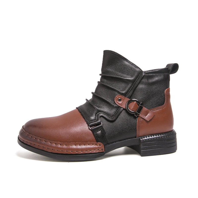 Men's Western American Cowboy Winter British Style Men's Business Leather Shoes