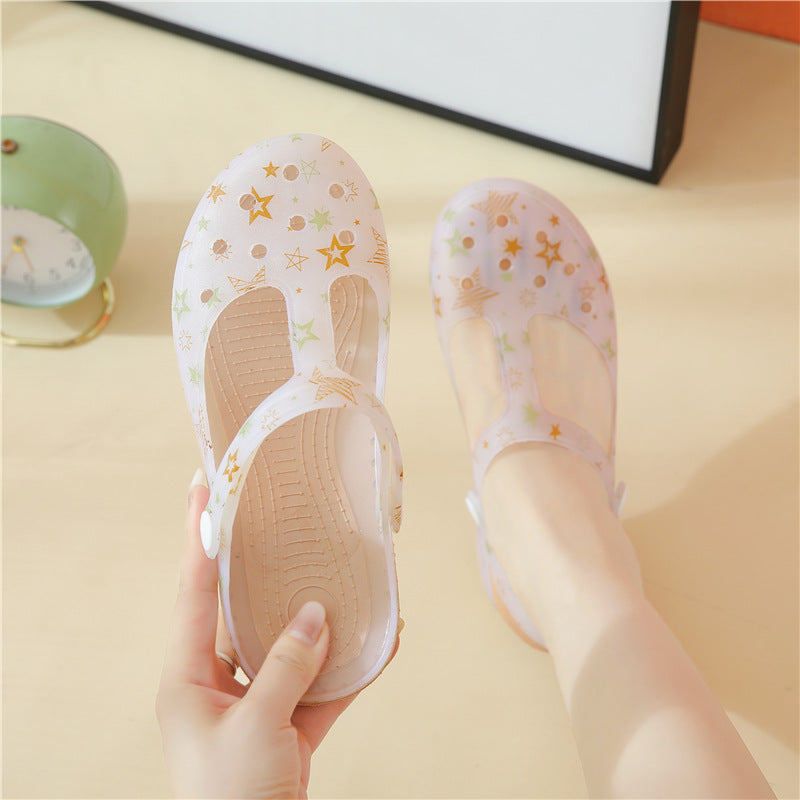 Women's Summer Hole Flat Jelly Beach Toe Sandals