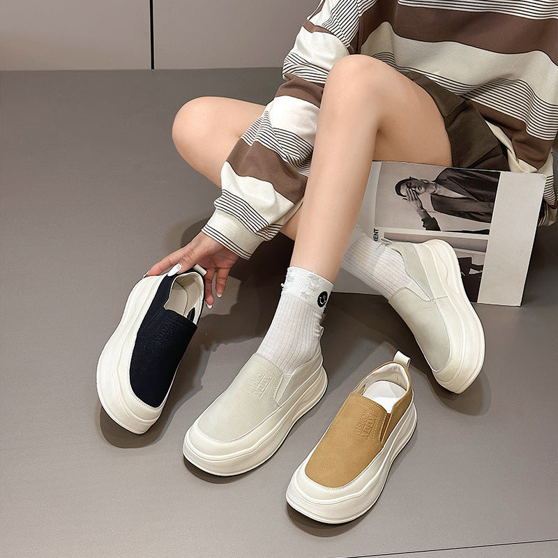 Women's Genuine Retro Platform British Versatile Flat Slip-on Women's Casual Shoes
