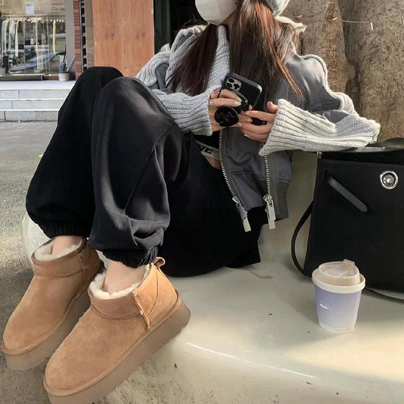 Women's Platform Winter Fleece-lined Thickened Fur Warm Booties Women's Snow Boots
