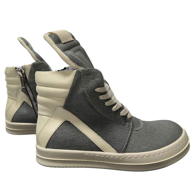 Men's Fur Inverted Triangle Dark Style Platform Men's Board Shoes