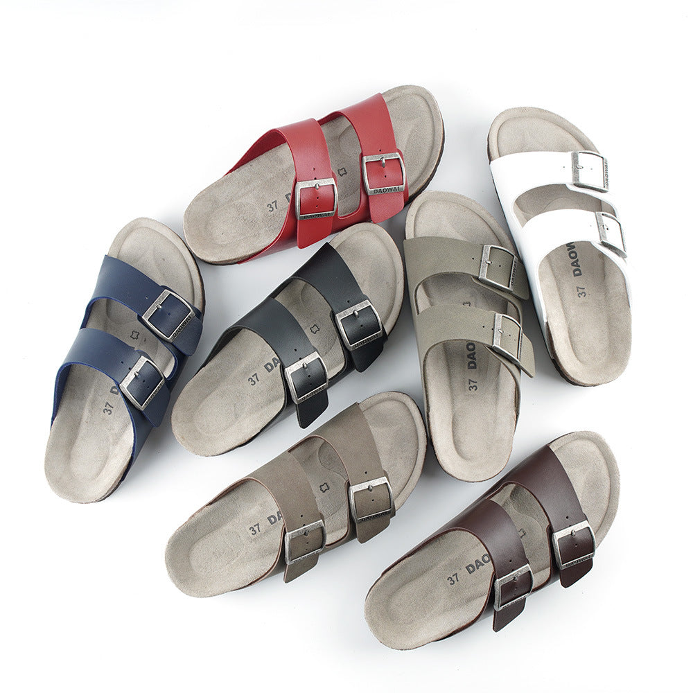 Women's & Men's Flip-flops Summer Pink Suede Cowhide Series Sandals