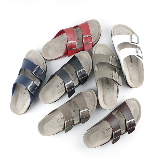 Women's & Men's Flip-flops Summer Pink Suede Cowhide Series Sandals