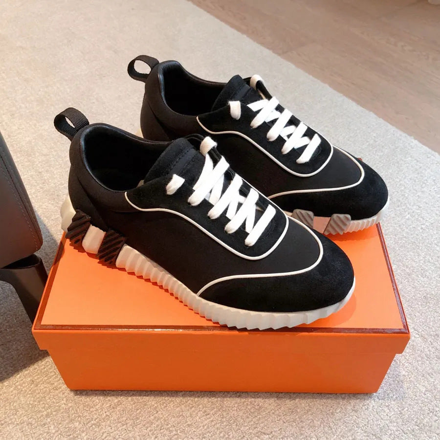 High Version Platform Height Increasing Color Matching Genuine Suede Couple Casual Shoes