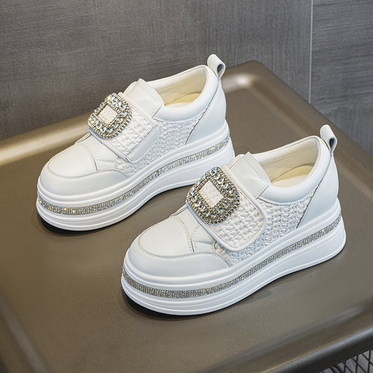 Women's Velcro Rhinestone Sports Thick Bottom Small Hidden Heels