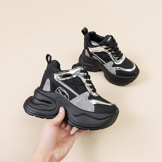 Women's Height Increasing Insole Dad Autumn Sequin Sneakers