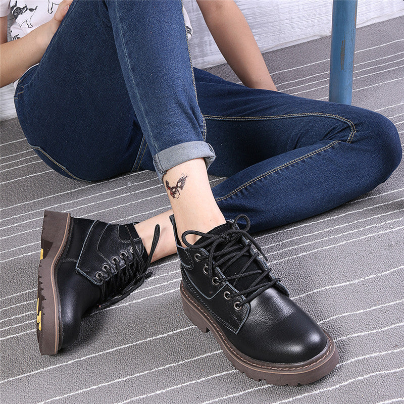 Women's & Men's Couple Motorcycle Genuine Outdoor Martin Cowhide Boots