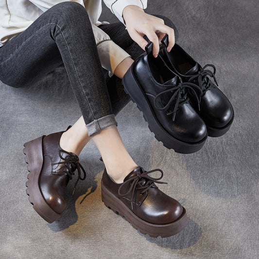Women's Autumn American Retro Derby Thick-soled Big Toe Women's Casual Shoes