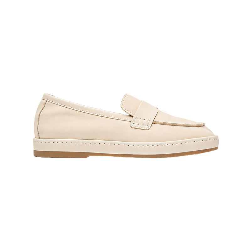 Layer Cowhide Female Flat Bottom Slip-on Loafers