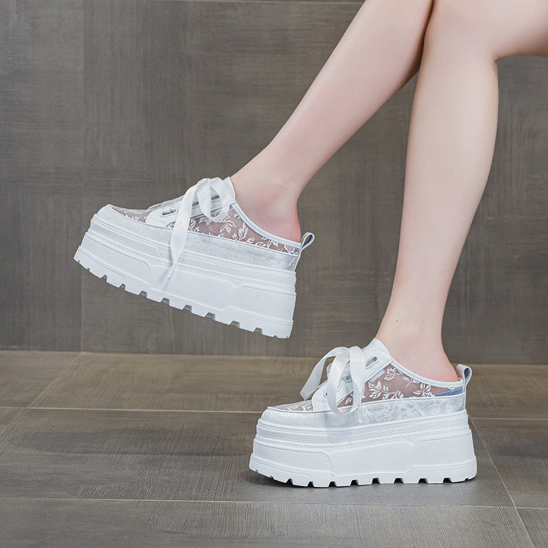 Platform Mesh Surface White Summer Heighten Casual Shoes