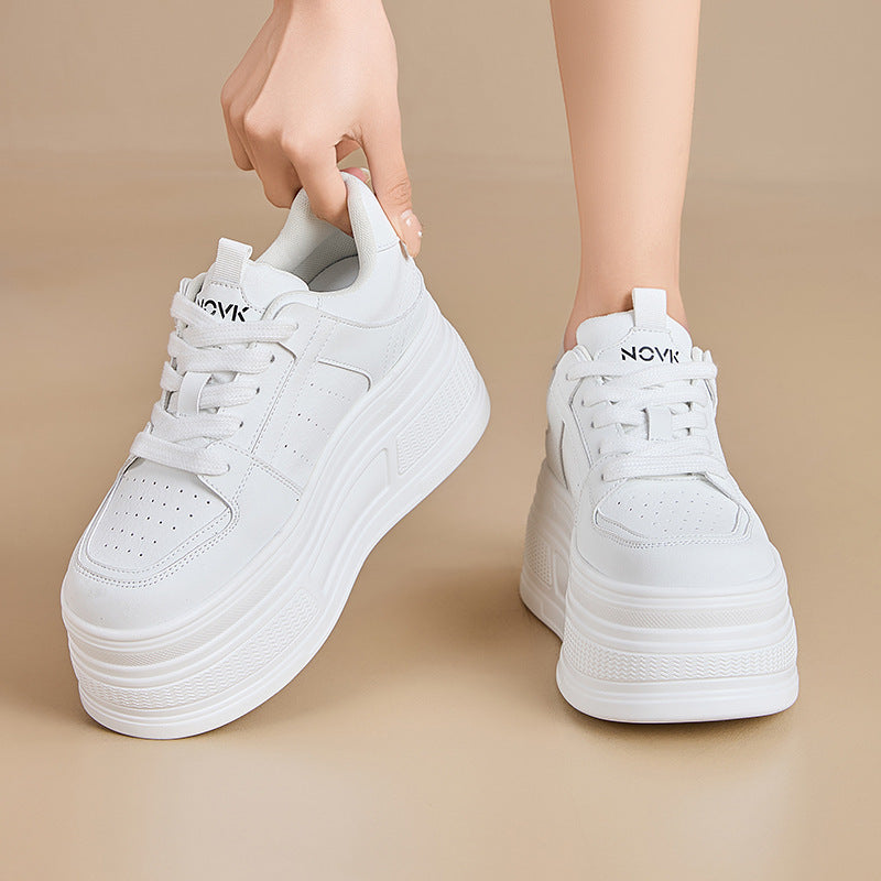 Women's White Height Increasing Summer Versatile Mesh Breathable Women's Casual Shoes