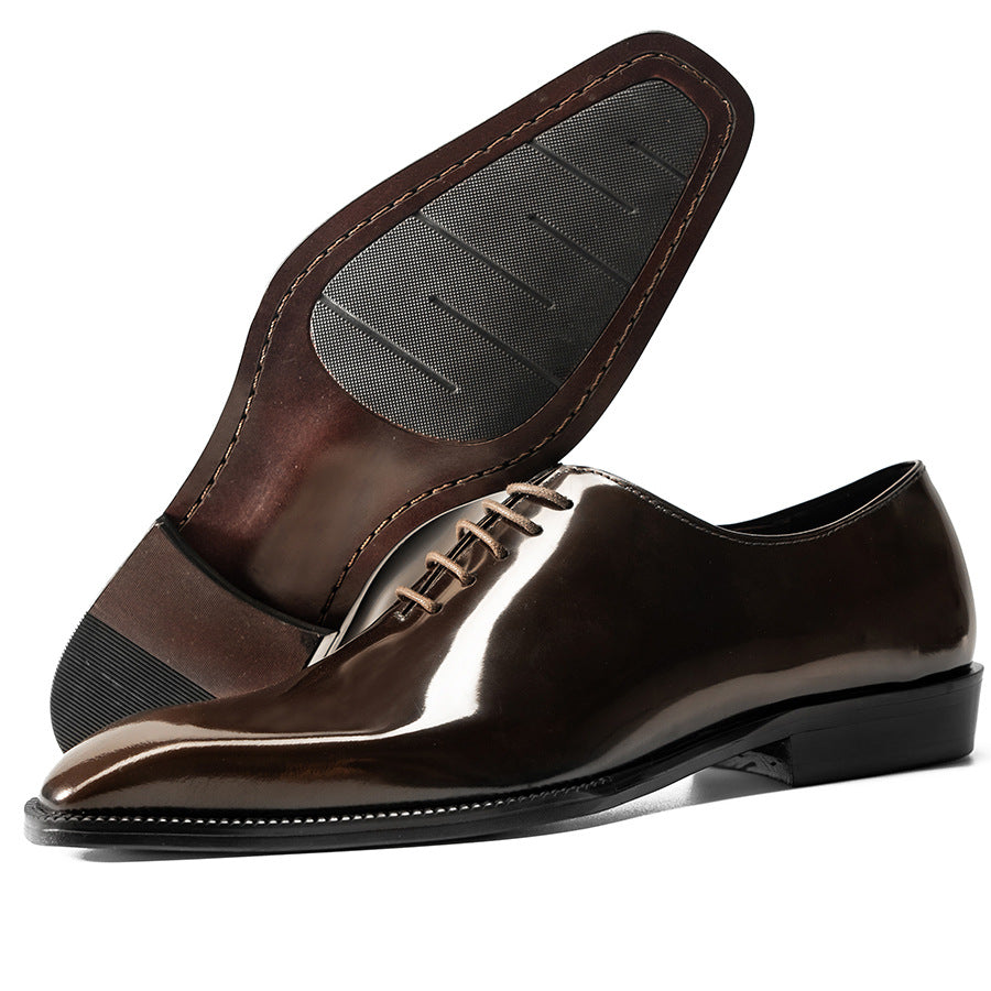 Slit Beads Cowhide Oxford Genuine Formal Wear Leather Shoes