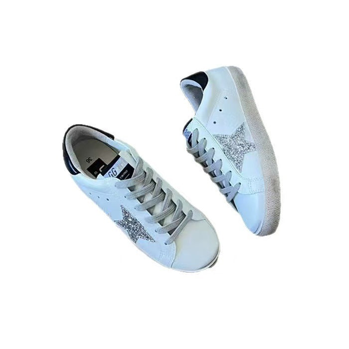 Women's Star Little Dirty Classic Versatile Couple Height Increasing Insole Cowhide Men's Casual Shoes