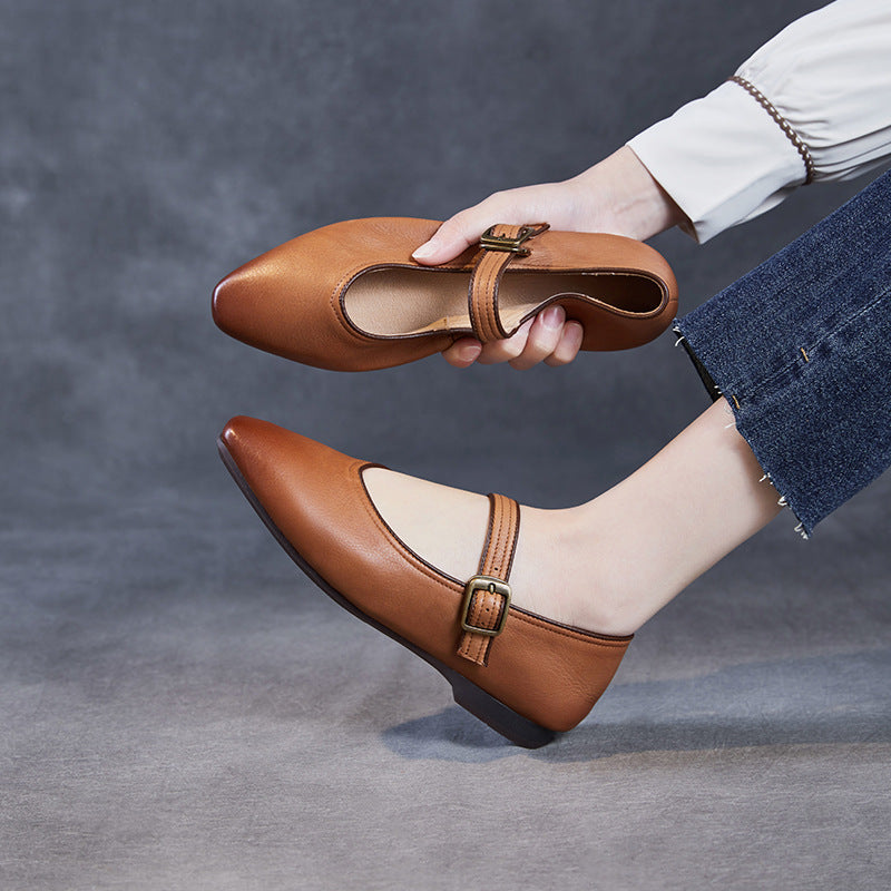 Women's Retro Low-cut Soft Bottom Strap Mary Jane Women's Shoes
